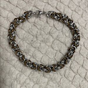 Silver and Gold mixed metal braided Chain Bracelet